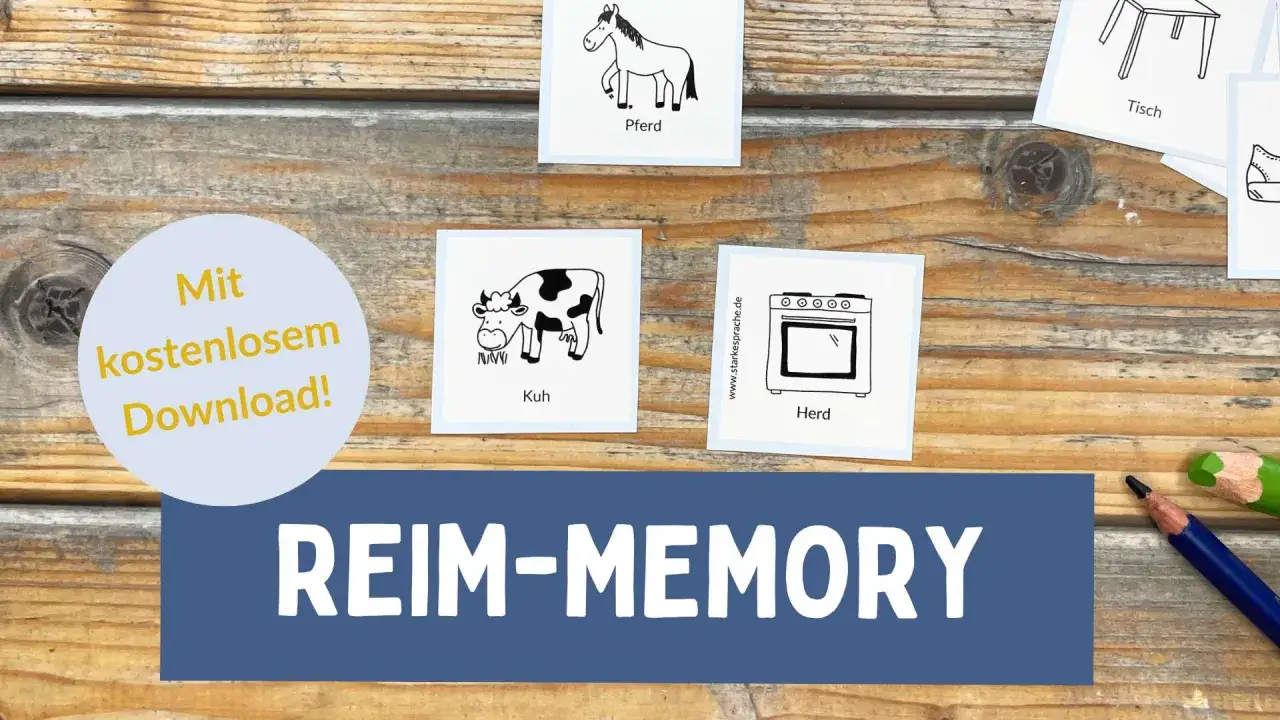 Reim-Memory-Karten f&uuml;r die Grundschule: Kuh, Pferd, Herd und Tisch. Mit kostenlosem Download!